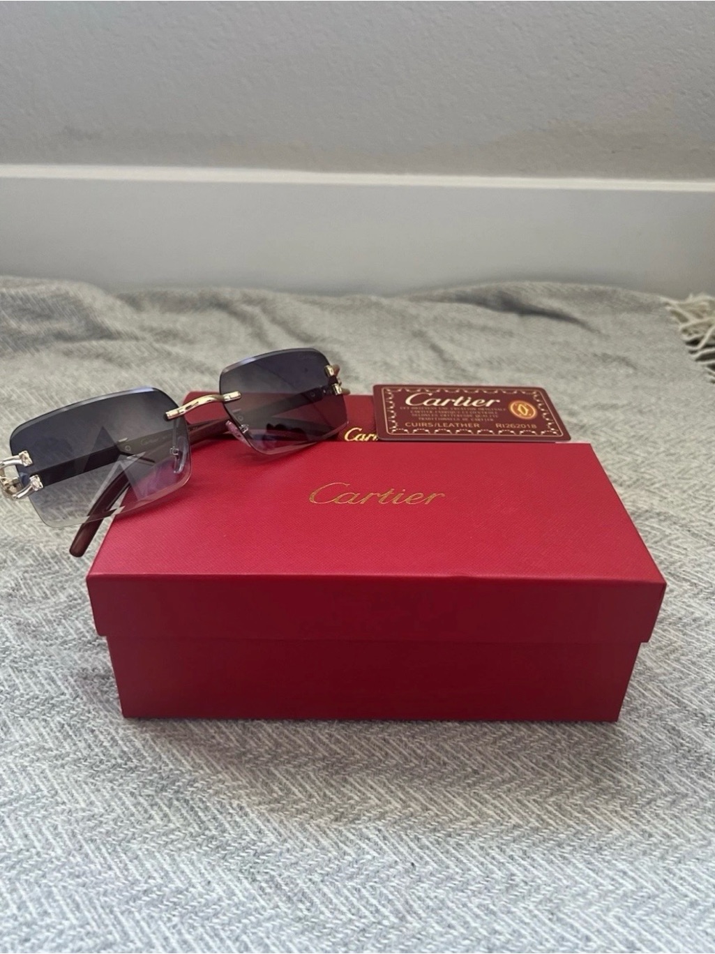 Cartier Sunglasses With Red Box And Dark Purple Lenses